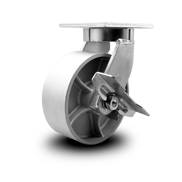 8 Inch Extra Heavy Duty Semi Steel Cast Iron Wheel Swivel Caster with Brake SCC